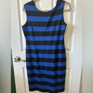 MICHAEL Michael Kors Blue and Black Striped Mini Dress